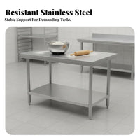 Easy to Clean Stainless Steel Work Table Rust-Resistant Commercial Food Prep Table Long-Lasting Commercial Food Prep Station High Load Capacity for Restaurant Owners, Workshop Workers, Bakery, Hotel, Garage, Laundry Room