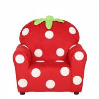 Cartoon Design Strawberry-Shaped Chair Soft Upholstery kids' Furniture Sturdy Frame Upholstered Armchair Materials for Girls, Toddlers, Parents, storytime Corner, Playroom, Bedroom, Living Room