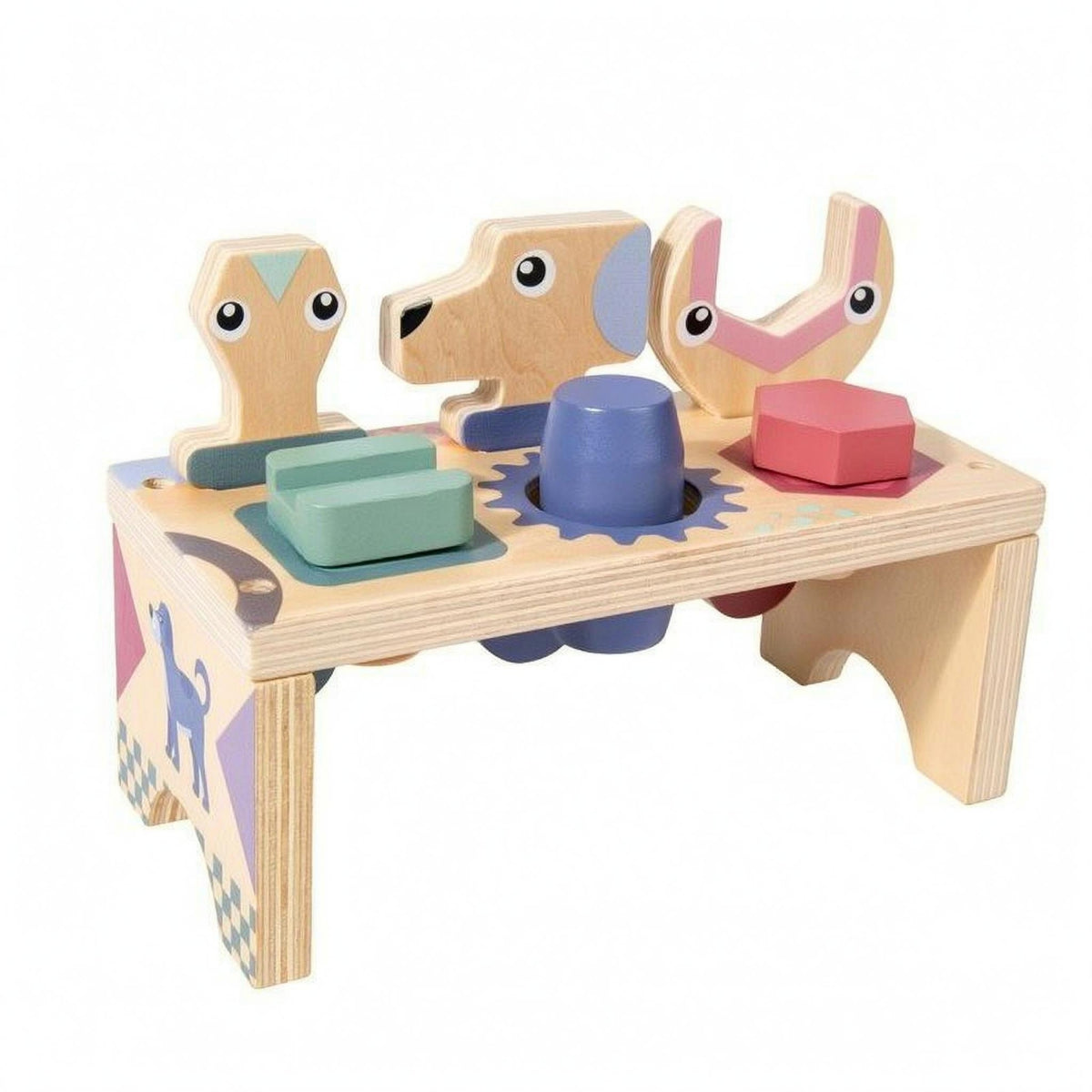 Wooden Pounding Bench Solid Construction Sorting Bench Develops Fine Motor Skills Wooden Learning Toy for Young Children