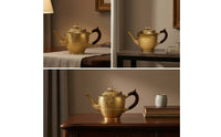 Decorative Teapot Engraved Brass Teapot Vintage-Style Decorative Piece for Decorators