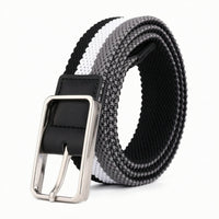 Woven Belt with Metal Buckle Braided Stretch Belt with Pin Buckle Waistband Elastic Casual for Men, Daily Wear, Travel