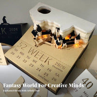 3D Creative Calendar Creative Gift Paper Carving Calendar Block Light-Illuminated Design Tear-off Sculpture Memo Pad for Students, Adults, Study Room