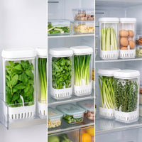 2 Pieces Produce Preserver Keeper Ventilated Greens Keeper Upright Storage Box with Slotted Lid for Home Cooks, Fridge Organization