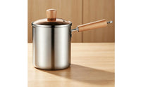 Small Household Deep Fryer Pot Wooden Handle Deep Frying Pot Easy to Clean Cookware for Home Kitchen