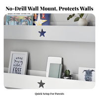 Nursery Book shelf No-Drill Installation cumulusShaped Book shelf Easy to Install