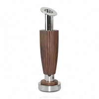 Wood Vase with Metal Base Mixed Material Walnut Wood Vase Modern Vessel for Reception Desk