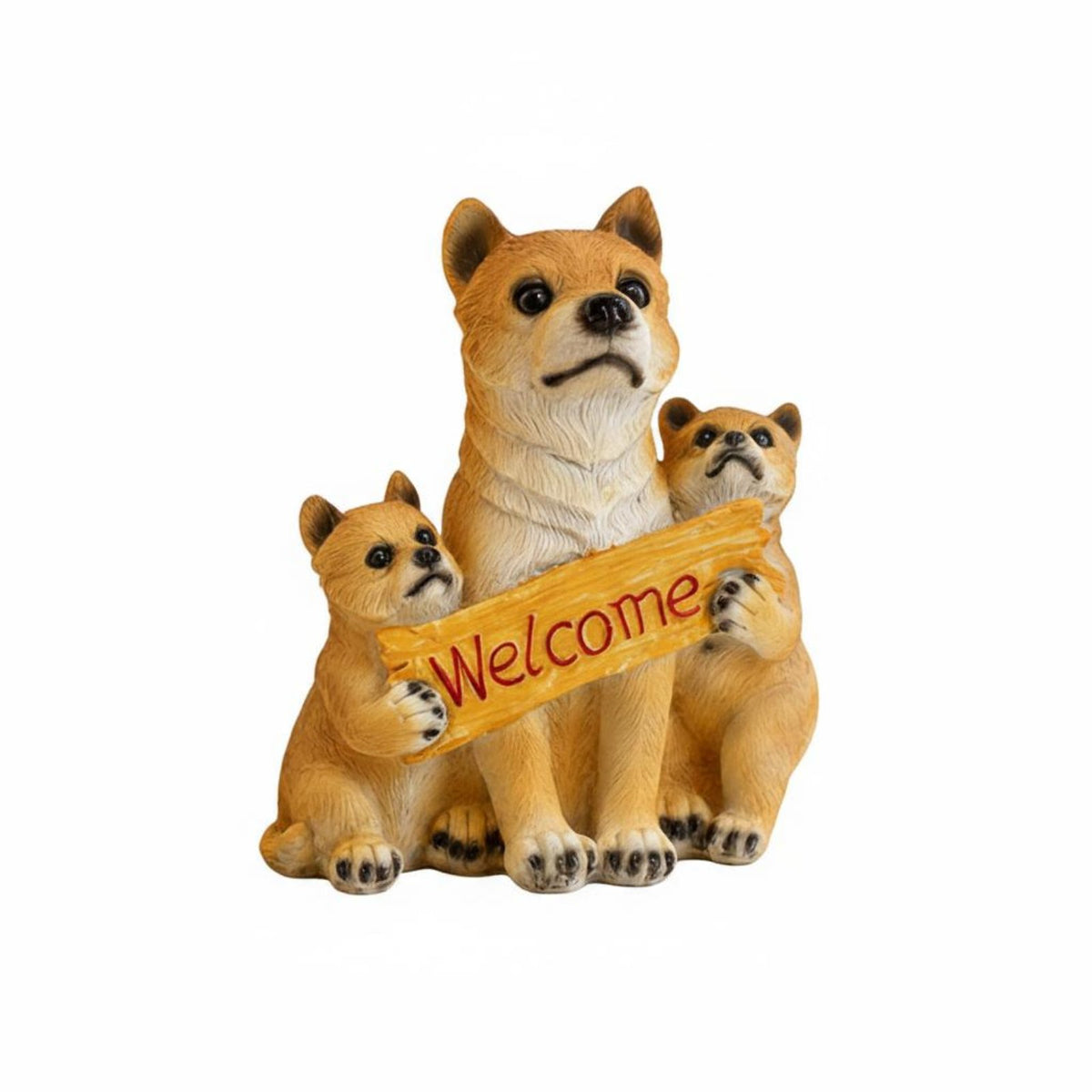Entryway Accent Welcome Dog Figurine Cute Design Resin Dog Statue Hand-Painted House Decoration Detailed Carving for Tabletop, Porch, Living Room, Garden