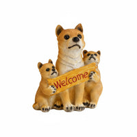 Entryway Accent Welcome Dog Figurine Cute Design Resin Dog Statue Hand-Painted House Decoration Detailed Carving for Tabletop, Porch, Living Room, Garden