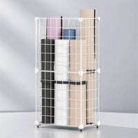 Rolling Cart with Wire Baskets Freestanding Home Gym Organizer Two-Tier Workout Equipment Organizer for Bedroom