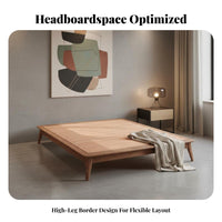 Headboardless Bed Frame Japanese aesthetic Slatted Bedstead Space-Saving Mattress Foundation for Small Apartment Dwellers, Adults, Studio Flat, Guest Room