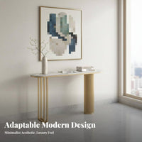 Modern Design Curved Entryway Stand Scratch Resistant Hallway Table Slim Profile Home Furnishing Strong Load Bearing for Homeowners, Interior Designers, Newlyweds, Foyer, Living Room, Behind Sofa