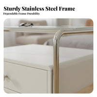 Light Luxury design 3-Tier Glass Accent Table Modern Design Nightstand Multi-Functional Household Furniture Space-Saving for Apartment Dwellers, Homeowners, Students, Bedroom, Living Room, Entryway, Office
