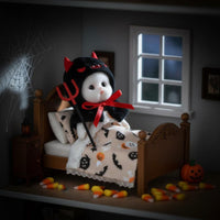 Cute Design Stuffed Toy Halloween Outfit Ribbon Tie Closure 10cm Doll Clothes Set Soft Textile Doll Devil Costume Easy to Wear for Themed Parties