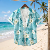 Printed Short-Sleeve Button-down Shirt Casual Button-Front Shirt Comfortable Apparel Versatile for Summer