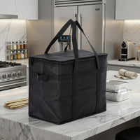 Structured Insulated Tote Bag Zippered Insulated Tote with Front Pocket Large Cooler Bag with Front Pocket Sturdy for Commuters