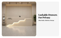 Modern LED Reception Desk Light Luxury Design Modern Reception Desk Thickened Desktop Illuminated Welcome Counter for Business Owners, Company Lobby