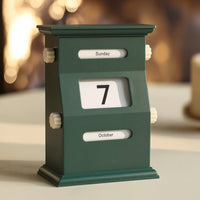 Vintage-Inspired Desktop Perpetual Calendar Mechanical Manual Calendar with Knobs Cute Simple for Study