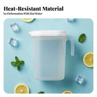 Refrigerator Drink Pitcher with Lid Heat Resistant Cold Water Pitcher Space Saving Design Fridge Door Water Jug for Restaurant, Parties, Bar