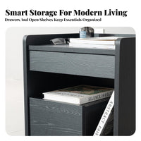 Italian-Inspired Single-Drawer End Table Minimalist design Nightstand Modern Design Bedside Cabinet Storage Solution for Homeowners, Apartment Dwellers, Students, Guest Room, Office, Entryway