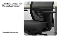Lumbar Support Ergonomic Task Chair Adjustable Height Ergonomic Mesh Back Roller Rolling Casters Office Furniture Thick Padded Seat for Remote Workers, Students, Adults, Study Room
