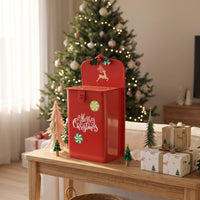 Christmas Mailbox Decorative Wall-Mounted Mailbox Post Box Festive Decorations Red for Entryways, Party Displays