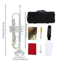 Starter Kit Colored Trumpet Included Case Bb Trumpet Easy to Play Wind Instrument Professional Performance for Beginners, Kids, Professionals, Music Practice, Concert