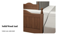 Solid Wood Bedside Sleeper Built-in Guardrails Bedside Extension Bed Extendable Design Childrens Splicing Bed for Young Children, Parents, Nursery