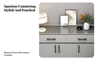 Modern Design 3-Door Entryway Sideboard with Drawers Large Capacity Shoe Cabinet Wide Countertop Footwear Rack Space-Saving for Homeowners, Apartment Dwellers, Families, Hallway, Living Room, Closet, Bedroom