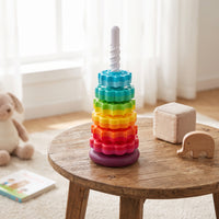 Stackable Rainbow Stacking Stacker Fine-Motor Stacking Toy with Spiral Pole Sensory Disc Stacker BPABPA-Safe for Preschool
