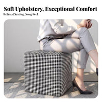 Nordic design Square Houndstooth Pouf Multi-Functional Ottoman adaptable Use Footstool Upholstered for Homeowners, Families, Interior Designers, Living Room, Entryentry, Bedroom, cozy-corner alcove