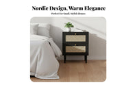Minimalist Design 2-Drawer Woven-Front Cabinet Compact Size 2-Drawer Storage Stand Multi-Purpose Nightstand Sturdy and Long-Lasting for Homeowners, Renters, Students, Small Areas, Living Room, Entryway, College Dorm