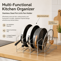 Brushed Kitchen Utensil Holder, Silver Worktop Utensil Holder Rack, Japanese Style Countertop Organiser, Kitchen Storage Organiser