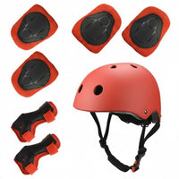 7 Pieces Adjustable Straps Kids Helmet and Pads Set Shock Absorbing Young Skateboard Protection Kit Breathable Design Inline Skating Knee Elbow Wrist Guards Long-Lasting Hard Shell for Beginners, Toddlers, Roller Skating, Skateboarding, Cycling