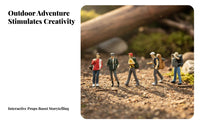 5 Pieces 1:64 Scale Backpacker Figures Highly Detailed Miniature Hiker Figurine Set Tiny People for Model Cars Varied Poses