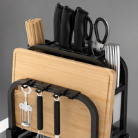 Cutting Board Stand, Knife Holder, Stainless Steel, Draining Rack, Space-Saving, Countertop, Kitchen Storage