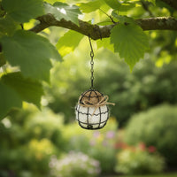 4 Pieces Drum-Shaped Hanging Nesting Ball with Hook Outdoor Nesting Ball with Hook Natural Rustic for Wild Birds, Garden, Yard, Balcony, Patio