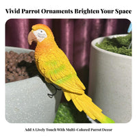 Vibrant Colors Resin Macaw Sculpture Realistic Design Resin Parrot Statue Hand-Painted for Gardeners, Yard, Patio, Balcony