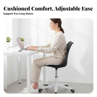 Height Adjustable Clear Rolling Chair 360-Degree rotate Caster Base Seat Transparent Look Task Seating Minimalist Design for Home Office Workers, Professionals, Homeowners, Study Room, Bedroom