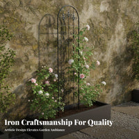Decorative Wrought Iron Trellis Multi-Functional Metal Garden Trellis Rust-Resistant Climbing Plant Frame Heavy-Duty for Gardeners, Homeowners, Patio, Outdoor, Flower Beds, Vegetable Plot