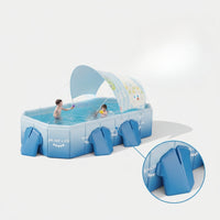 Foldable Pool with Canopy No-Inflation Pool with Shade Above-Ground for Family, Kids, Garden, Patio