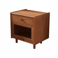 Japanese design Single-Drawer Nightstand Natural Finish Bedside Table Minimalist Design Bedroom Furniture Ample Storage for Homeowners, Students, Renters, Small Spaces, Living Room, Home, Office