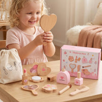 Wooden Makeup Toy Set Lightweight Pretend Play Makeup Kit Natural for Children
