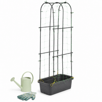 Raised Planter Box with Trellis, 178cm Vertical Garden for Climbing Vegetables, Dark Grey Outdoor Plant Support for Balcony