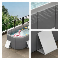 Rigid Frame Rectangular Pool with Support Braces Easy Setup Foldable Pool Sturdy Stable for Families, Kids, Backyard, Garden, Patio