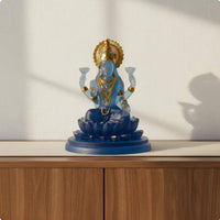 Gold Accents Resin Deity Figurine Frosted Finish Multi-Armed Deity Statue Translucent Lotus Pedestal Figurine Ornamental Design