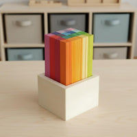 100 Pieces Educational Preschool Stacking Toy Toddler-Friendly Wooden Rainbow Blocks Shape Awareness Color Sorting Structure unrestrictedEnded Play for Preschoolers, Toddlers, Kindergarten