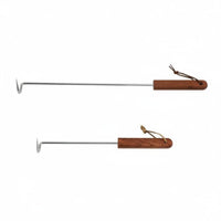 BBQ Meat Hook Hanging Loop Grill Turning Tool Wood Handle Meat Turner for Barbecue Experts, Outdoor