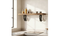 Decorative Wall-Mounted Shelf Brackets 90-Degree Metal Brackets with Cutout Design Heavy Duty Hardware Industrial for Entryway