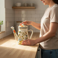 Lidded Enamel Coffee Pot Thickened Enamel Pour over Kettle Multi Use Pour over Kettle