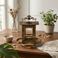 Solar Bird Feeder Antiqued Finish House Bird Feeder Accessible Side Openings